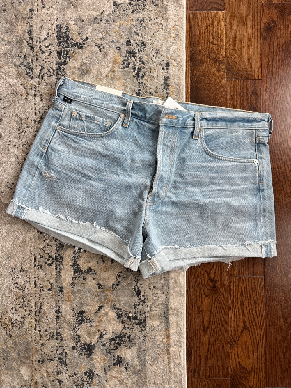Citizens Of Humanity Frieda Light Blue Distressed Denim Shorts